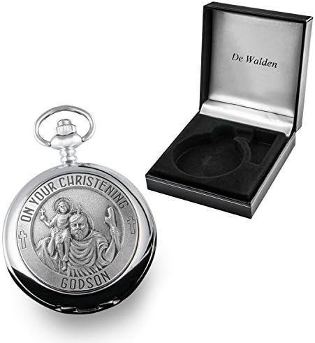 De Walden Godson Christening Gift Engraved St Christopher Pocket Watch