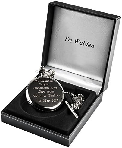De Walden Godson Christening Gift Engraved St Christopher Pocket Watch