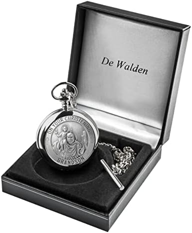 De Walden Grandson Christening St Christopher Pewter Feature Pocket Watch Gift