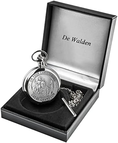 De Walden Great Grandson Christening St Christopher Pewter Pocket Watch Gift