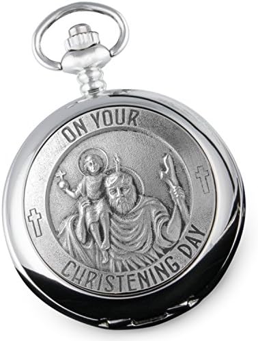 De Walden Unique Boy's Christening Gift Engraved St Christopher Pocket Watch MP