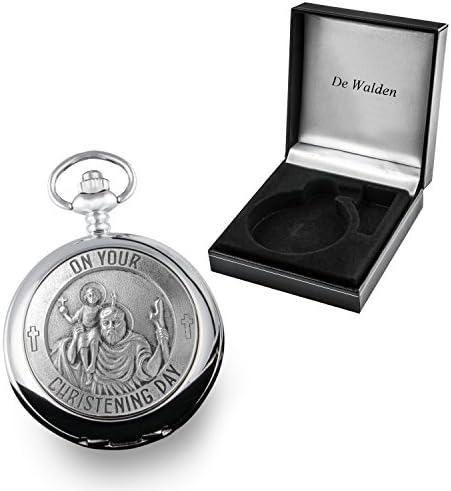 De Walden Unique Boy's Christening Gift Engraved St Christopher Pocket Watch
