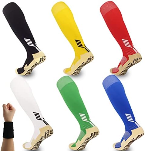 Dee Plus Kids Socks Anti Slip Boys Girls Football Socks Children Non-Slip Long Compression Sports Socks Rubber Pads Soccer Basketball Socks Running Outdoor for Age 6-11