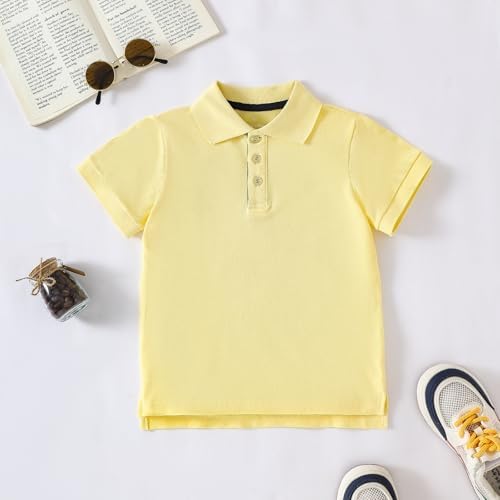 DEFAHN Kids Polo Shirt School Uniform Shirt Short Sleeve Girls Boys Plain Children School Uniform Shirts Sports Wear Age 2-14 Years T-Shirt Top & Tee