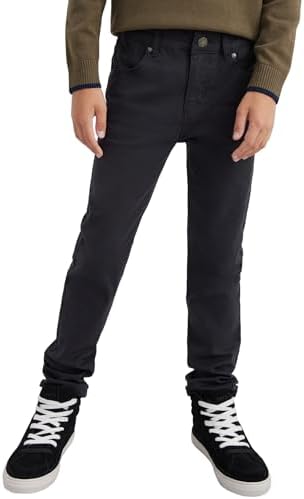 DELLMOOR Boys Chino Jeans Pants Flat Front Twill Pants For Kids Boys School Cargo Trousers Adjustable Waist Formal Jeans Pants For Boys 7 To 12 Years. Versatile And Stylish Bottoms For Boys