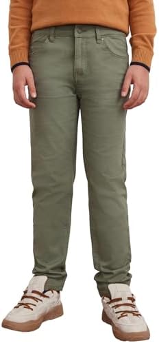 DELLMOOR Boys Chino Jeans Pants Flat Front Twill Pants For Kids Boys School Cargo Trousers Adjustable Waist Formal Jeans Pants For Boys 7 To 12 Years. Versatile And Stylish Bottoms For Boys