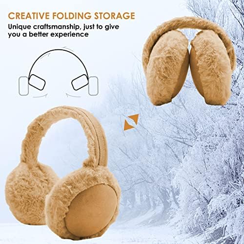 DERCLIVE Earmuff Winter Folding Warm Earwarmer Furry Earmuffs Ear Covers Warmer For Women Girls