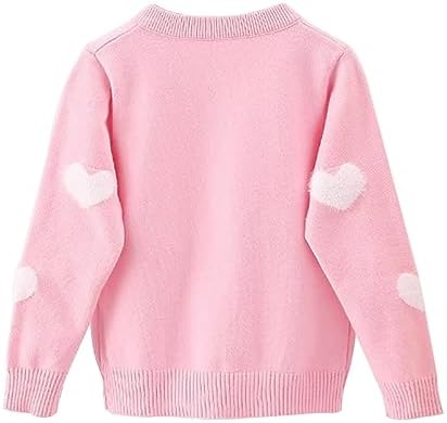 DHASIUE Girls Cardigan Heart Jacquard Long Sleeve Knitted Children Kid Outwear 3-7 Years