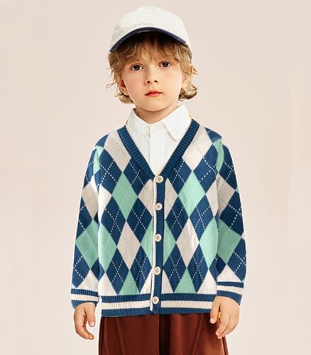 DHASIUE Toddler Boys Cardigan Cotton Long Sleeve V Neck Knitwear Kid Sweater Uniform 3-7 Years