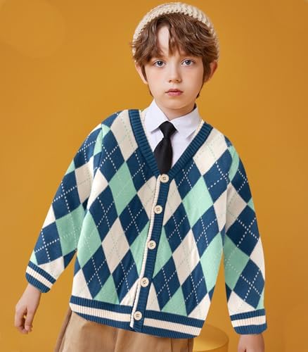 DHASIUE Toddler Boys Cardigan Cotton Long Sleeve V Neck Knitwear Kid Sweater Uniform 3-7 Years