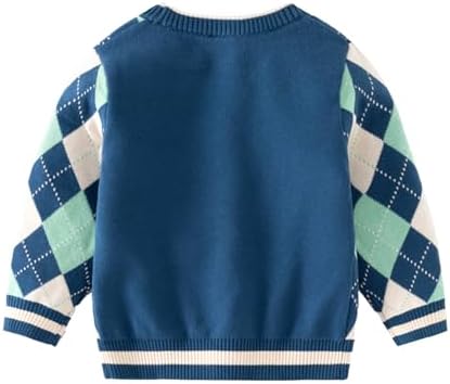 DHASIUE Toddler Boys Cardigan Cotton Long Sleeve V Neck Knitwear Kid Sweater Uniform 3-7 Years
