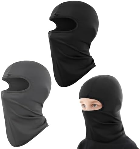 DHFUCNKO 2 Pcs Kids Balaclava Kids Boys Balaclava Ski Mask Kids Balaclava Hat Ski Balaclava Kids Kids Ski Helmet Cover Balaclava Boys Boys' Balaclavas Kids Mask Face Grey Black Face Mask for Kids