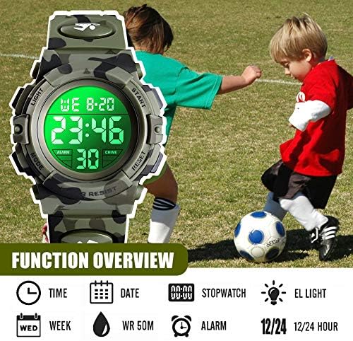 Digital Watch For Boys Waterproof Sports Watch Children's Watches With Alarm Clock Stopwatch 12-24H Electronic Children's Watches LED Watch For Junior Teenagers