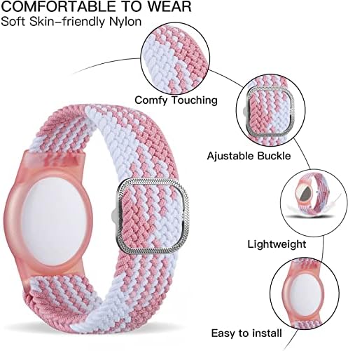 Dingfeiyu Nylon Kids Wristband For Airtag Anti-Lost Anti-Scratch Bracelet Kids Airtag Tracking Watch Wrist Strap Child Holder Necklace For Airtag
