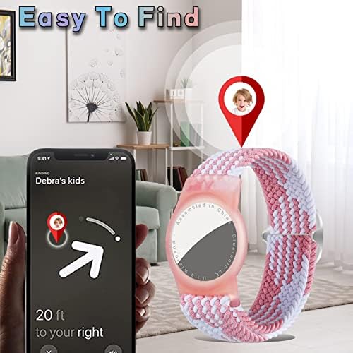 Dingfeiyu Nylon Kids Wristband For Airtag Anti-Lost Anti-Scratch Bracelet Kids Airtag Tracking Watch Wrist Strap Child Holder Necklace For Airtag