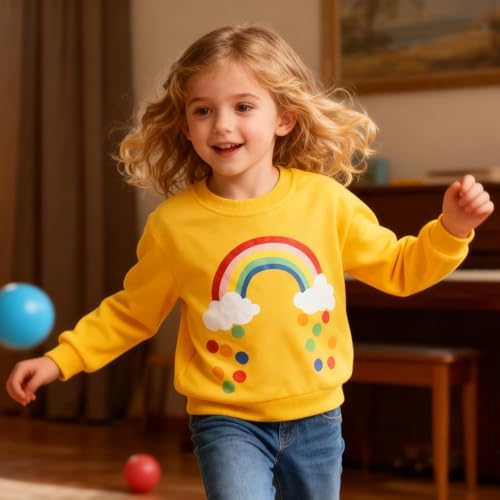 Dinopjs Little Girls Sweatshirt Jumper Cotton Rainbow Unicorn Kids Shirt Tops Long Sleeve Children Clothes Christmas Xmas Pullover T-shirt For 3-8 Years