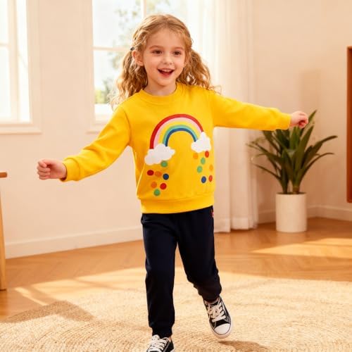 Dinopjs Little Girls Sweatshirt Jumper Cotton Rainbow Unicorn Kids Shirt Tops Long Sleeve Children Clothes Christmas Xmas Pullover T-shirt For 3-8 Years