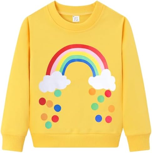 Dinopjs Little Girls Sweatshirt Jumper Cotton Rainbow Unicorn Kids Shirt Tops Long Sleeve Children Clothes Christmas Xmas Pullover T-shirt for 3-8 Years