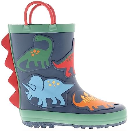 Dinosaur Hunters Billy Boys Wellies (Navy) - Children's Wellington Boots With 3D Dino Design. Waterproof Winter Wellies With Easy Pull-On Handles. Warm & Comfortable Kids Snow Boots