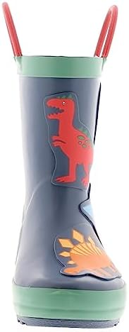 Dinosaur Hunters Billy Boys Wellies (Navy) - Children's Wellington Boots With 3D Dino Design. Waterproof Winter Wellies With Easy Pull-On Handles. Warm & Comfortable Kids Snow Boots