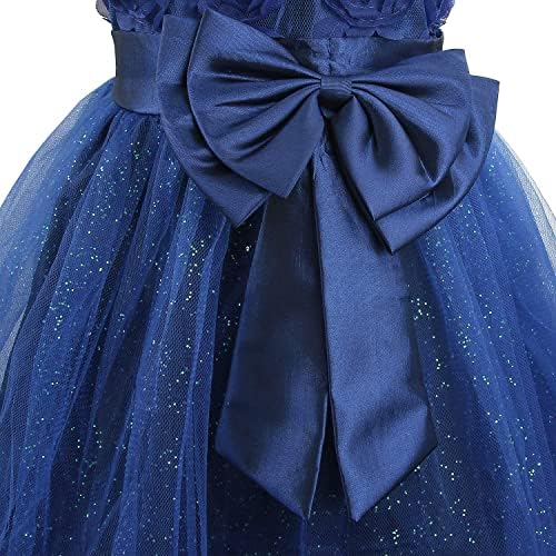 Discoball Girl Dress Princess Party Clothing Holiday Girls Dresses 3D Rose Flower Bow Sequins Tulle Dress Up For Kids