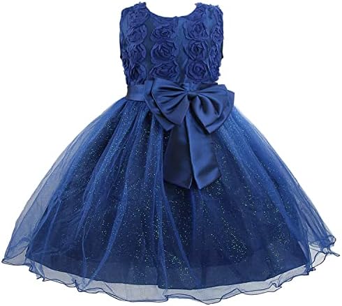 Discoball Girl Dress Princess Party Clothing Holiday Girls Dresses 3D Rose Flower Bow Sequins Tulle Dress Up for Kids