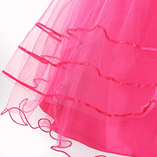 Discoball Girls Princess Dress Rose Flower Bow Tie Party Dresses Tulle Wedding Dresses Bridesmaid Christening Elegant Formal Dress For Girls