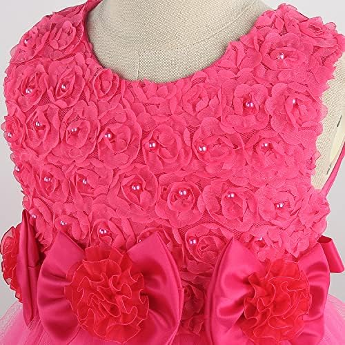 Discoball Girls Princess Dress Rose Flower Bow Tie Party Dresses Tulle Wedding Dresses Bridesmaid Christening Elegant Formal Dress For Girls
