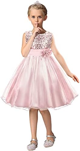 Discoball Girls Princess Dress Sequin Tulle Flower Pageant Birthday Party Wedding Bridesmaid Girl Dresses For 3-12 Years