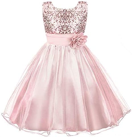 Discoball Girls Princess Dress Sequin Tulle Flower Pageant Birthday Party Wedding Bridesmaid Girl Dresses for 3-12 Years