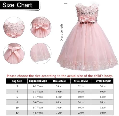 Discoball Girls Princess Dress Tulle Bow Lace Embroidery Flower Girl Dress Birthday Party Wedding Bridesmaid First Communion Girls' Dresses For 1-10 Years