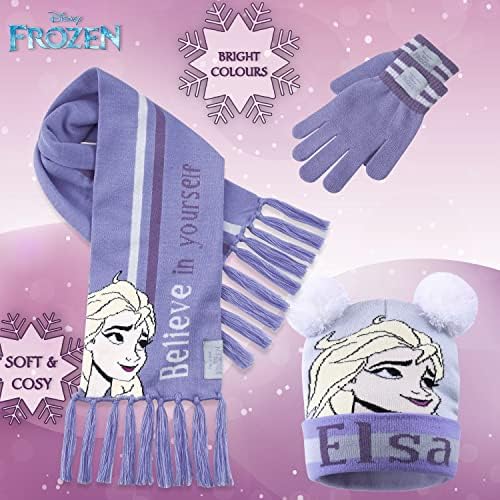 Disney Beanie Hat Scarf And Gloves Set Kids Frozen Gifts For Girls