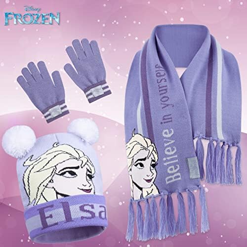 Disney Beanie Hat Scarf And Gloves Set Kids Frozen Gifts For Girls