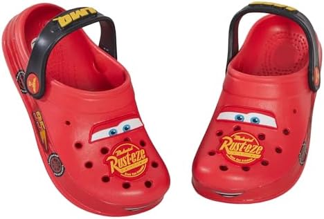 Disney Boys Cars Clogs With Charms Kids Sandals Lightning McQueen Sliders With Ankle Strap Beach Shoes