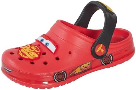 Disney Boys Cars Clogs with Charms Kids Sandals Lightning McQueen Sliders with Ankle Strap Beach Shoes