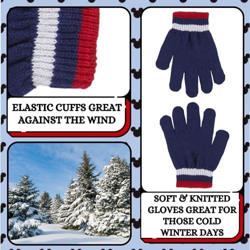 Disney Boys Mickey Mouse 3 Piece Winter Set Bobble Hat + Gloves + Snood Scarf