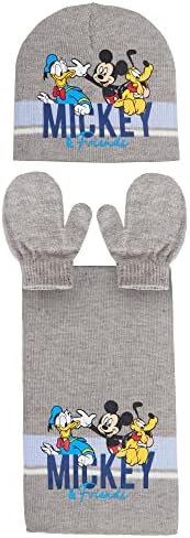 Disney Boys Mickey Mouse & Friends Hat + Scarf + Mitten Gloves 3 Piece Matching Winter Set for Kids
