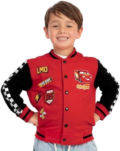 Disney Cars Boys Jacket Lightning McQueen Boys Bomber Jacket Lightning Baseball Jackets Ages 18 Months To 8 Years