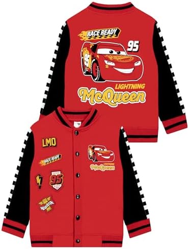 Disney Cars Boys Jacket Lightning McQueen Boys Bomber Jacket Lightning Baseball Jackets Ages 18 Months To 8 Years