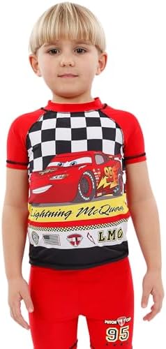 Disney Cars Boys Lightning McQueen Two Piece Swim Set Ages 18 Months To 7 Years