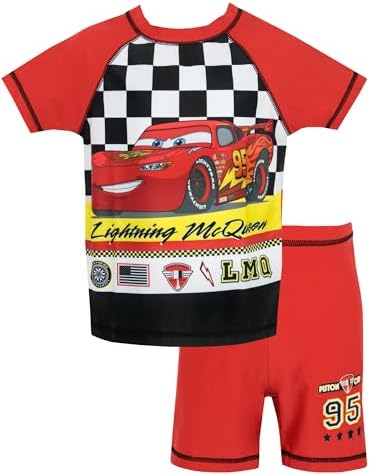 Disney Cars Boys Lightning McQueen Two Piece Swim Set Ages 18 Months to 7 Years