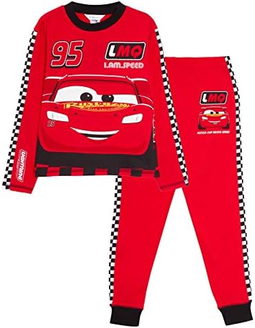 Disney Cars Pyjamas Kids Lightning McQueen Full Length Racing Driver Dress Up Pjs Set Nightwear