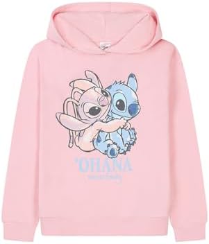 Disney Girls Lilo and Stitch Pink Hoodie Stitch and Angel Kids Hoody