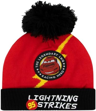 Disney Hat And Gloves Lightning McQueen Hat And Gloves Cars Boys Winter Set Official Cars Merchandise One Size Black