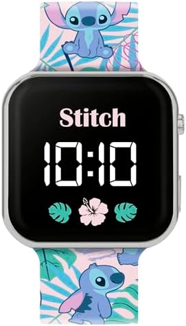 Disney Kids Lilo & Stitch LED Quartz Silicone Strap Blue Watch LAS4091