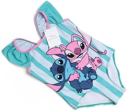 Disney Lilo And Stitch Angel Girls Kids Swimsuit Swimming Costume Swimwear Frilly One Piece
