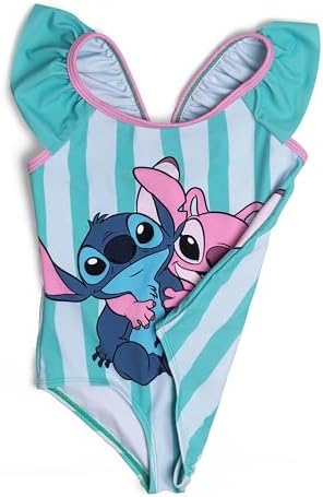 Disney Lilo And Stitch Angel Girls Kids Swimsuit Swimming Costume Swimwear Frilly One Piece