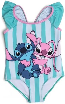 Disney Lilo and Stitch Angel Girls Kids Swimsuit Swimming Costume Swimwear Frilly One Piece