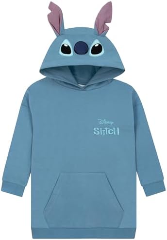 Disney Lilo And Stitch Hoodie Longline Kids Hoodie Stitch Jumper With 3D Ears Cotton Girls Clothes Ages 5 To 13 Years