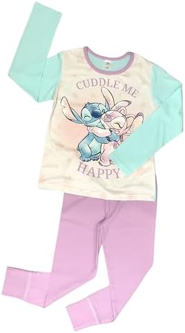 Disney Lilo & Stitch Girls 2 Piece Pyjamas Set Cuddle Me Multicoloured Age 5-12 Years